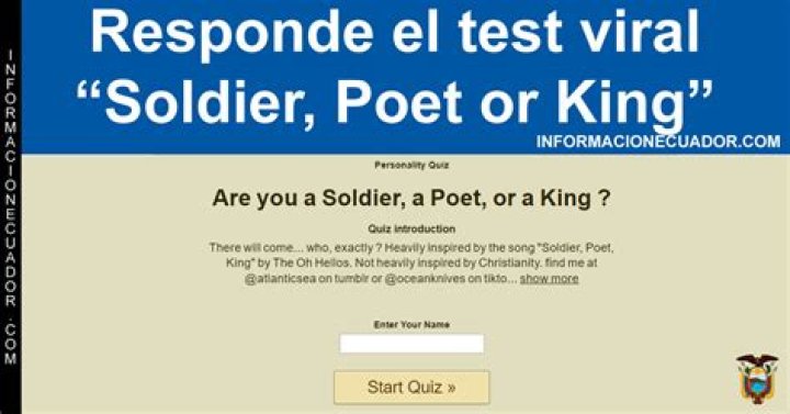 Soldier Poet Or King Test TikTok